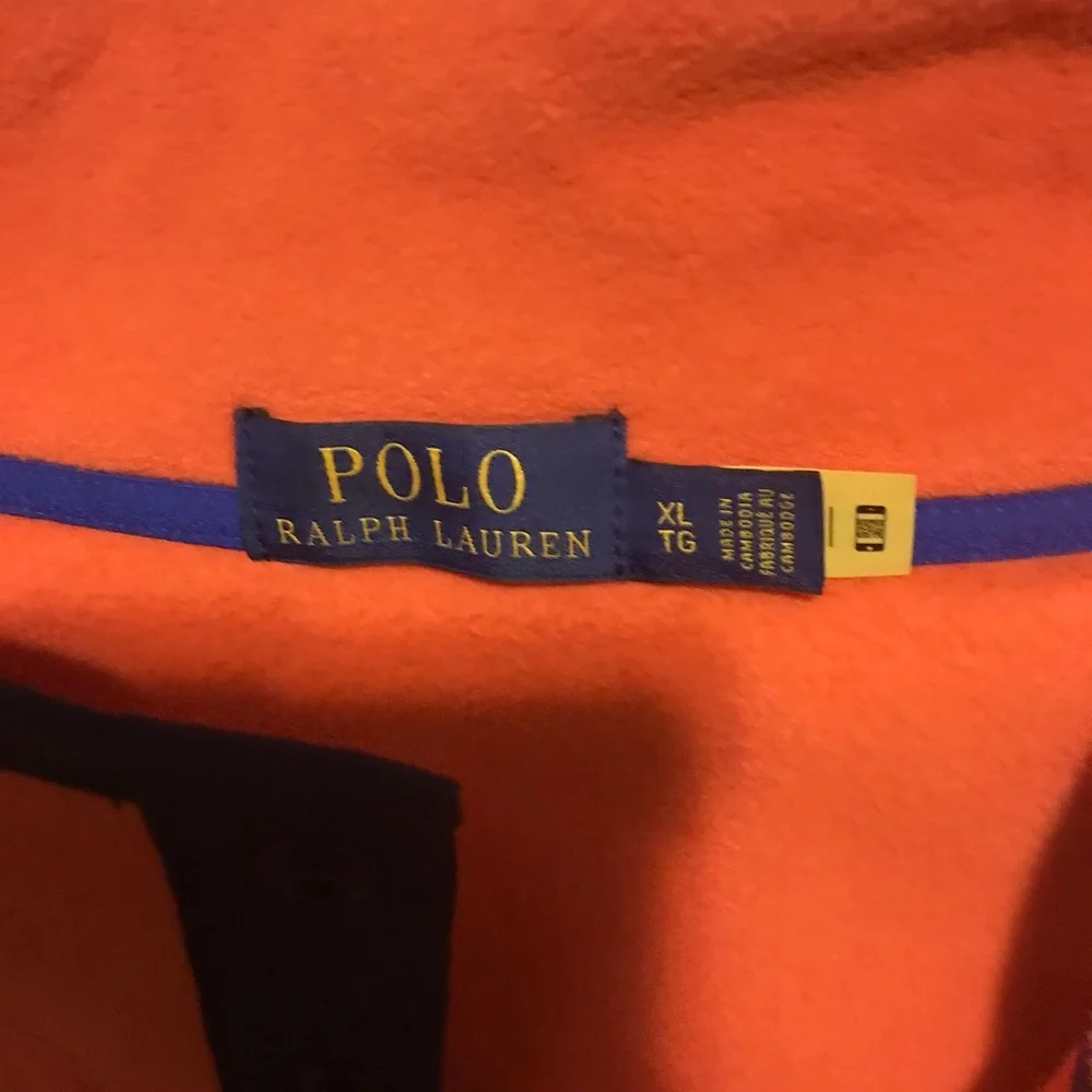 POLO RALPH LAUREN MEN’S 1/4 SNAP BUTTON FLEECE JACKET SWEATER LARGE ORANGE